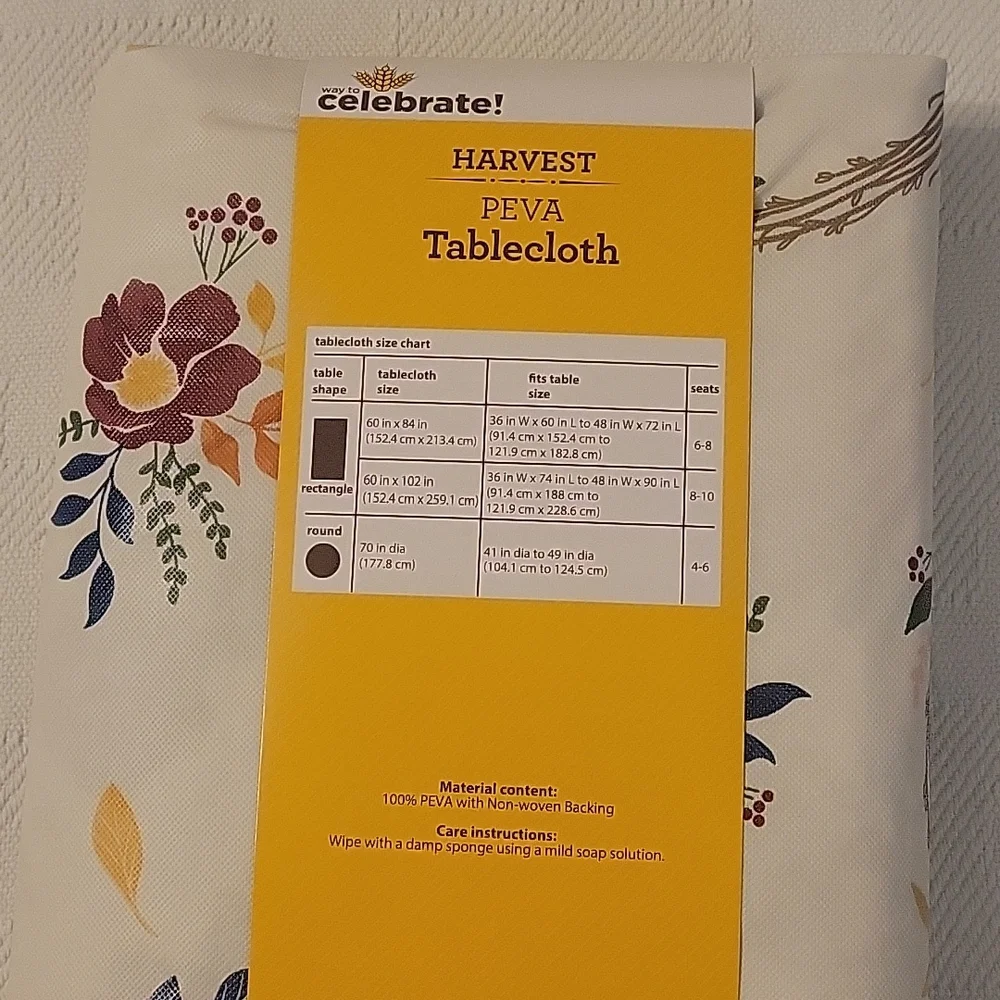 NEW Way To Celebrate Harvest Wreaths & Florals Tablecloth